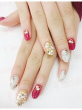 ネイリシャス(NAILICIOUS)/大理石&敷き詰め&ボルドーネイル