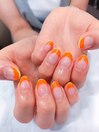 オレンジフレンチネイル