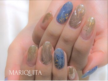 ネイルサロン マリキータ(MARIQUITA)/ブルーマーブル春ニュアンス