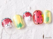アイネイルズ 横浜WEST店(I-nails)/すいかくまネイル夏11500円