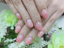プルミエ ネイル(Premier Nail)/雪の結晶☆ピンクグラデ