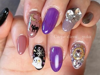 3Dおばけのハロウィンネイル