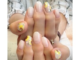 サンドジェル＆ひまわりネイル