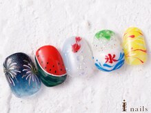 アイネイルズ 横浜WEST店(I-nails)/手描き夏の風物詩ネイル11500円
