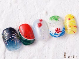 手描き夏の風物詩ネイル11500円