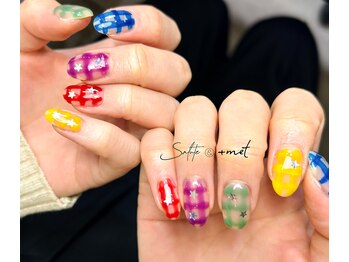 ～カラフルチェック×星ネイル～