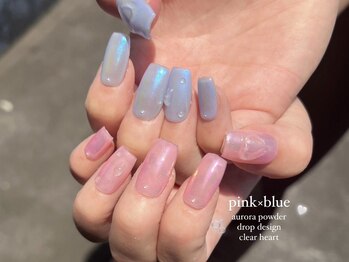ケリーネイル(kelly nail.)/ピンク&ブルーネイル