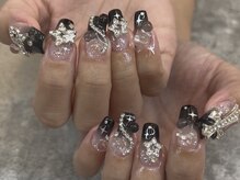 ブラックグラデーションネイル