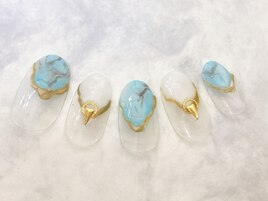 サマーネイル大理石アート