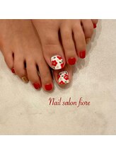 真っ赤な牡丹 和柄フットネイル