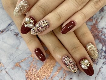 ディーネイル 四条烏丸(D-nail)/【春井】ツイード×ボルドー