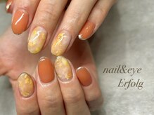 ネイルサロン エアフォルク 銀座(Erfolg)/春色オレンジのニュアンスネイル