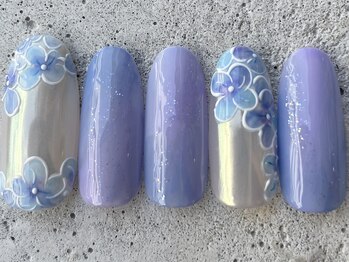 フリークネイル(FREAK Nail)/モチーフニュアンス紫陽花¥13500