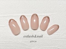 エストラッシュアンドネイル 銀座店(est lash&nail)/シンプルミラーフレンチネイル