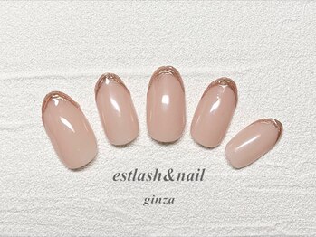 エストラッシュアンドネイル 銀座店(est lash&nail)/シンプルミラーフレンチネイル