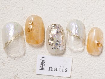 アイネイルズ 渋谷店(I nails)/オレンジオーロラフレーク