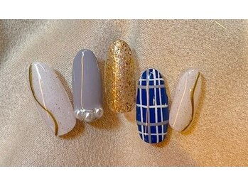 ネイルアンドアイラッシュスタジオ シュシュ(chouchou)/#砂ジェル#チェック柄#ラメ