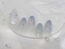 韓国風　ワンホンネイル　蝶
