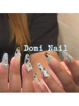 Domi Nail Salon 渋谷店　長さだし/持ち込み/フィルイン/ワンホン/ヒョウ柄フレンチ長さだし＊