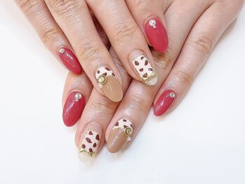 ネイルコレクション ピンク(Nail Collection Pink)/ジェル定額￥8990/ヒョウ柄