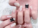 ホワイトラメ×黒リボン￥5800～