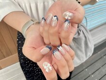 ネイビー×リボン