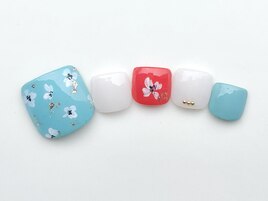 手描きフラワー　カラフル　春