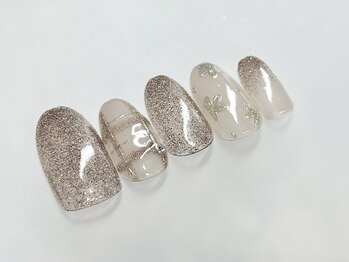 ローズデール アベイユ(ROSEDALE Abeille)/秋色フラワー×チェックネイル