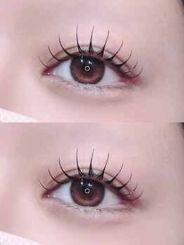 エイミーナミキ(amy NAMIKI)の写真/下がりまつ毛のお悩みも解消☆自まつ毛がパッチリ上がる！くっきり長さも際立つ！印象UPなボリューム感♪