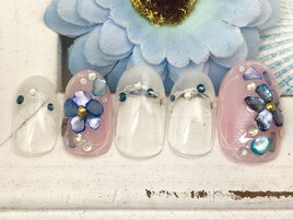 シェルストーンフラワーデザイン