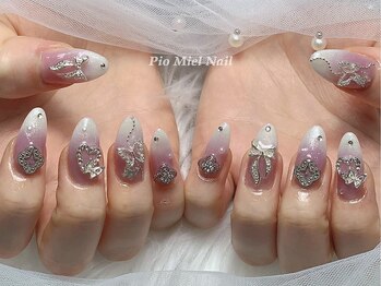 ピオミエルネイル 新宿(pio miel nail)/ラベンダーグラデ×シルバー