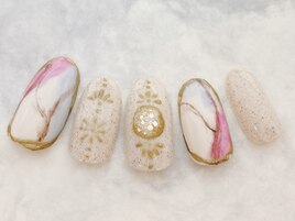 春カラー大理石アートネイル