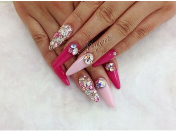 ネイルサロン ビューティーマジック 川口店/長さ出し ピンクビジューネイル