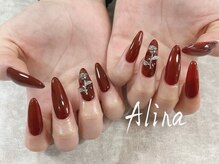エリナネイルサロン池袋(Alina Nail Salon)/ロングネイル、バラパーツ