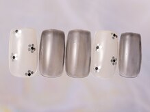 ジェミーネイル シンジュク(Jemiy nail shinjuku)/シアーブラック小花ホロ￥6980