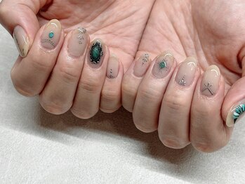 ウルネイルスタジオ(Uru nailstudio)/手書きターコイズ　お持ち込み