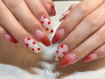 エムシス 甲東園店(Msis)/ハート×ラメグラデーション