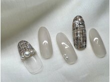 スピードネイル アンド アイ 宮交シティ店/#119 【ツイード柄×パール】