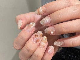 秋リボンネイル