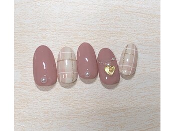 クリスタルネイル パークプレイス店/ハート×チェックネイル