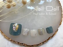 ネイルドール(Nail Doll)/フット　ニュアンスくすみブルー