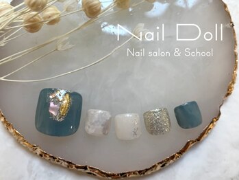 ネイルドール(Nail Doll)/フット ニュアンスくすみブルー
