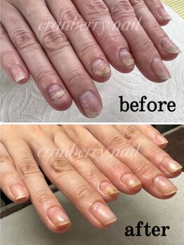 クランベリーネイル 代官山 恵比寿(cranberry nail)の写真/プロが施す極上ケアでお爪や指先のダメージを改善します！素爪でもワンランク上の洗練された指先に。