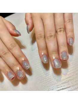 ホワイトネイル 難波店(WHITE NAIL)/スタッズ/スター/アイスグレー