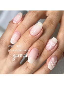 ジェルメ(germer)/ホワイトにぷっくりリボン♪