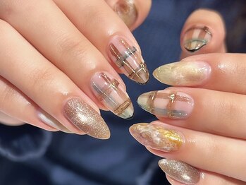 チェックネイル/秋ネイル/