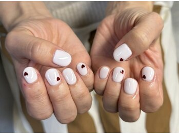 ワンカラー×ハートホロネイル