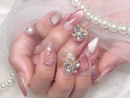 マグネット　ピンク　蝶ネイル