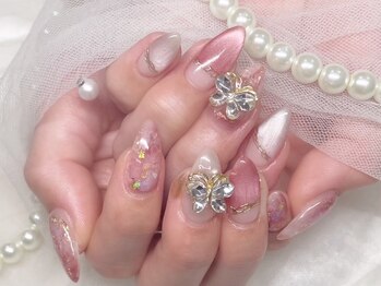 マグネット　ピンク　蝶ネイル