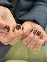 モツヲネイル(motsu.O! NAIL)/ボルドー×鉱物風ニュアンス